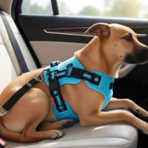 cinturón de seguridad para perro conectado al arnés